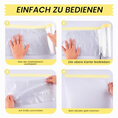 LLPT Abdeckfolie Klebeband mit Folie 2 Rollen 400cm(ungefaltet) x 20m Beige – Ansicht 6