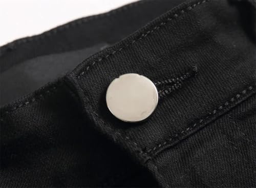 Men's Mid-Waist Am Embroidered Elastic Slim Fit Skinny Jeans Long Pants4