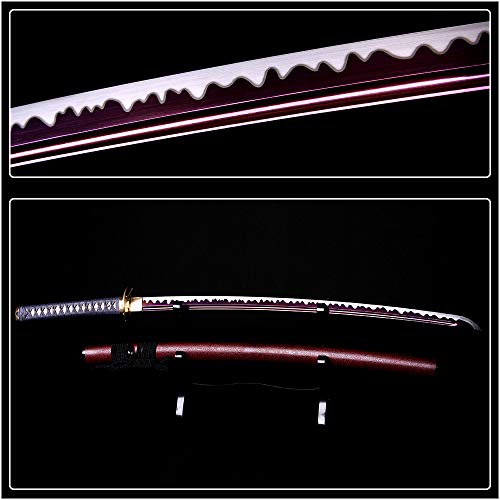 Katana Sword Real,40-Inch Traditional Handmade Full Tang Katana Golden Dragonfly Copper Tsuba Japanese Samurai Sword High Carbon Steel 1060 — view 2