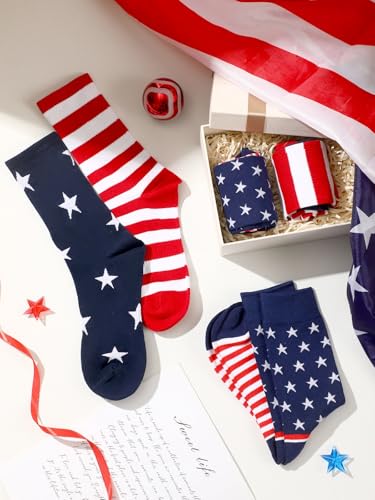 American Flag Socks 4 Pairs 4th of July Sock for Men 2 Styles Patriotic Socks for American Men2