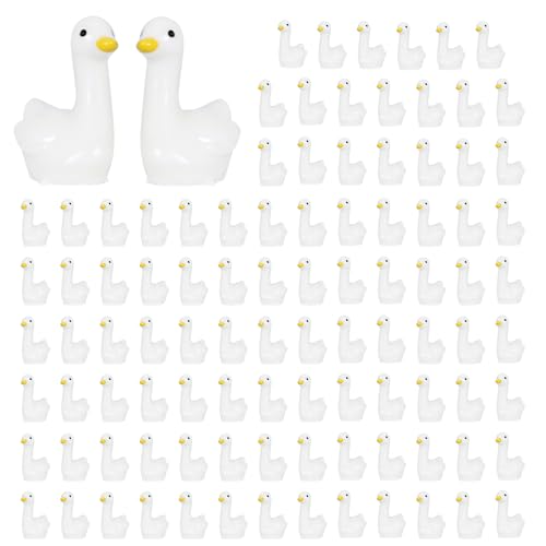 Lohoee 100Pcs Mini Resin Gooses, Tiny Gooses Figurines, Bulk Small Goose Statues,Miniature Resin Animals to Hide for Landscape Decor Cake Topper Party Supplies Birthday or Gifts