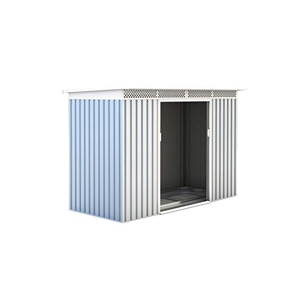 GARDIUN KIS12135 - Metallhaus Rutland; 3,93 m², Außenbereich, 142 x 277 x 184 cm, verzinkter Stahl, silbern / weiß