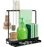 ideaglass Kitchen Sink Organization, Dish Cloth Holder, Kitchen Sink Caddy, Dish Rag Holder (Black)