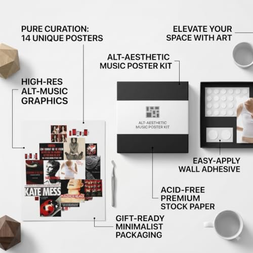 Image of 11 Piece Aesthetic Poster Set | 300 GSM Multi-Sized Wall Posters with Adhesive Tape | Music, Movie, Vintage & Retro Art Prints for Bedroom, Room Decor, Home Decor, Living Room & Wall Art