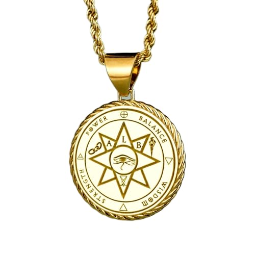 Collier pendentif pièce gravée sceau occulte argent or LKBEADS