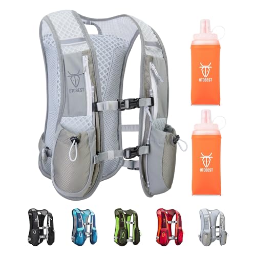 UTOBEST Running Vest, Lightweight Hydration Vest, Running Backpack with 2 Soft Flasks, Adjustable Hydration Vest for Running, Marathon, Running