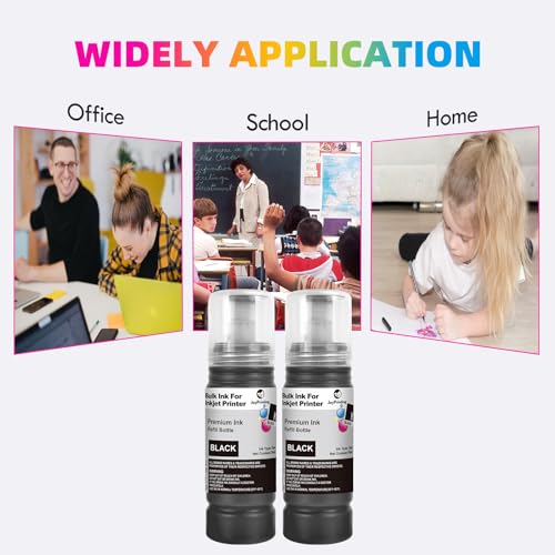 JoyPrinting E104 Tinte Schwarz Kompatibel für E104 Druckerpatronen Nachfülltinte Multipack für Epson Ecotank ET-1810 ET-2710 ET‑2711 ET-2712 ET-2714 ET-2811 ET-2812 ET-2814 ET-2815 ET-2826, 2X 70ml