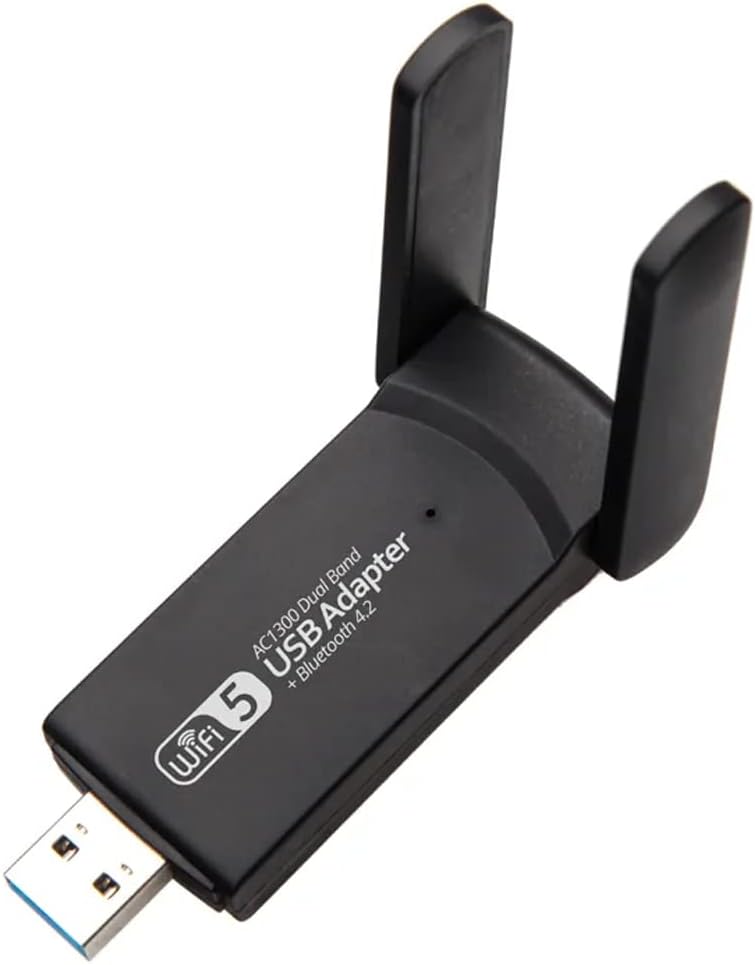 Coverzone Wireless Adaptör Wifi Ağ Kartı Masaüstü Bilgisayar Pc ile Uyumlu 2,4G 5G Destekler 1300Mbps Usb 3.0 Dual Band Usb Adapter 2,4Ghz-5,82Ghz AC1300