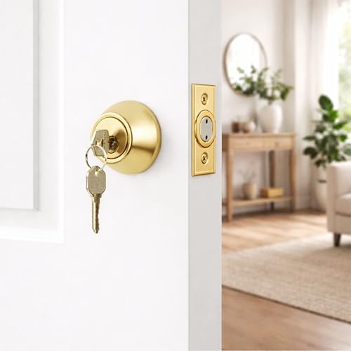 Design House Keyed Entry Deadbolt, Polished Brass, 6-Way Adjustable Latch 727438 by Design House - Image 4