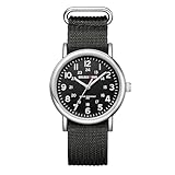 GOLDEN HOUR Orologio analogico al quarzo da uomo, facile da leggere, 38 mm, Argento/Nero/Nylon Nero