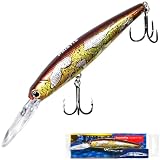 Pristis - Crankbait de minnow suspendido para pesca de lubina, buceo poco profundo de 2 a 4 pies con peso preciso y ganchos agudos de alta...