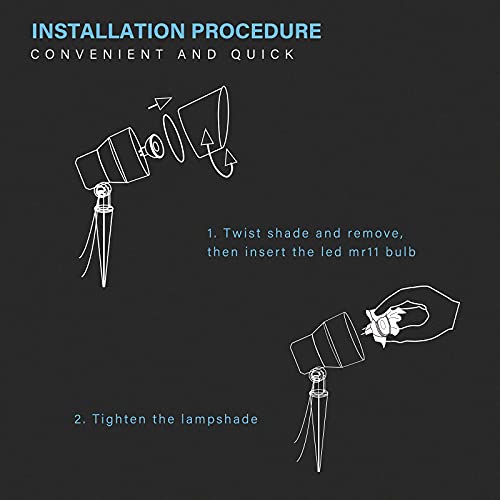 Goodsmann Low Voltage Landscape Flood Lights 8Pk Kit 3W Led 200 Lumen Outdoor Spotlights 3000K Warm White Replaceable Mr11 Led Outside Hardwired Lighting With Metal Stakes Cable Connectors Replaceable #TOP7