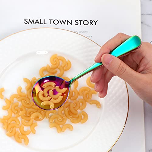 image for 8-Piece Soup Bouillon Cereal Spoon: TUPMFG Stainless Steel Silverware 