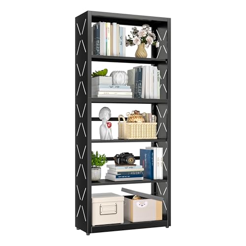 TIMELESS PIECES Metal Bookshelf,5-Tier Book Shelf for Home Office,Floor Standing