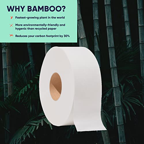 Cloud Paper Jumbo Toilet Paper Commercial Rolls - 100% Bamboo, 12 Rolls Per Case, 1000 Feet Non-Perforated, 2-Ply, White, - Bulk Toilet Paper For Commercial Dispensers #TOP2