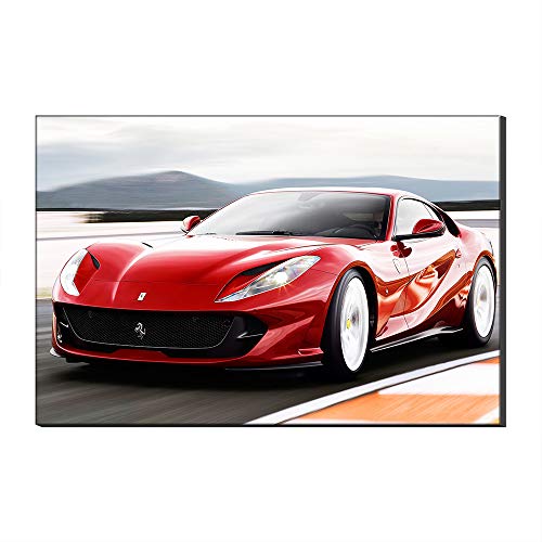 Peinture Ferrari sur toile rouge oeuvre d'art contemporaine luxe pour grand mur
