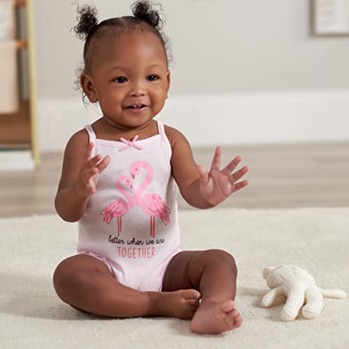Gerber Baby Girls Multi-Pack Sleeveless Onesies Bodysuit Flamingos 6-9 Months #TOP13