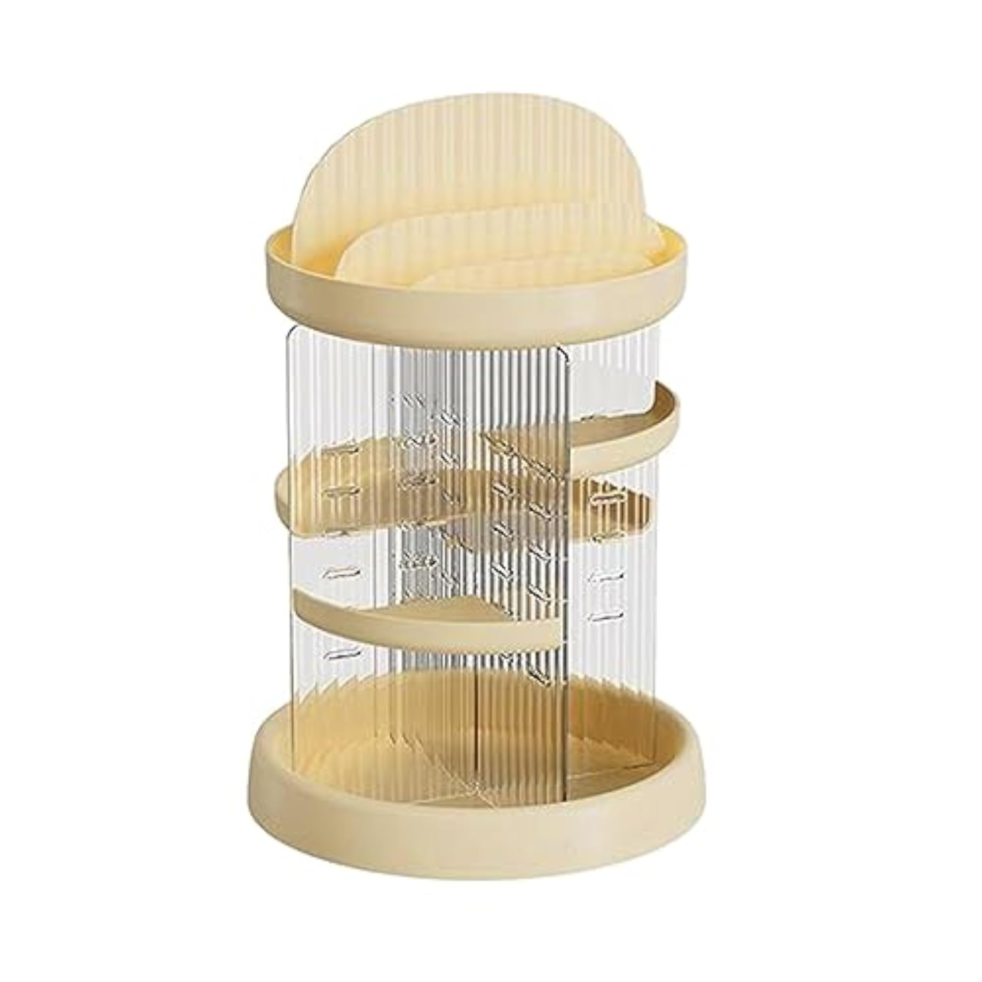 Milky White Rotating Cosmetic Storage Rack for Dresser