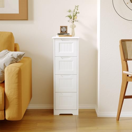 Bealife Armoire de Salle de Bain sur Pied avec 4 Tiroirs - Meuble de Rangement Étroite Idéal pour Salle de Bain, Chambre, Cuisine et Couloir – vue 9