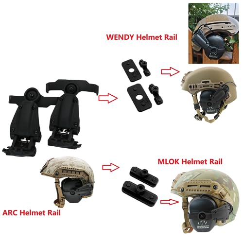 HEARFALCOM Tactical Helmet ARC Rail Adapter Accessories Compatible with Walker's Earmuffs (Walkers Razor,Walkers Razor Digital) (BK)