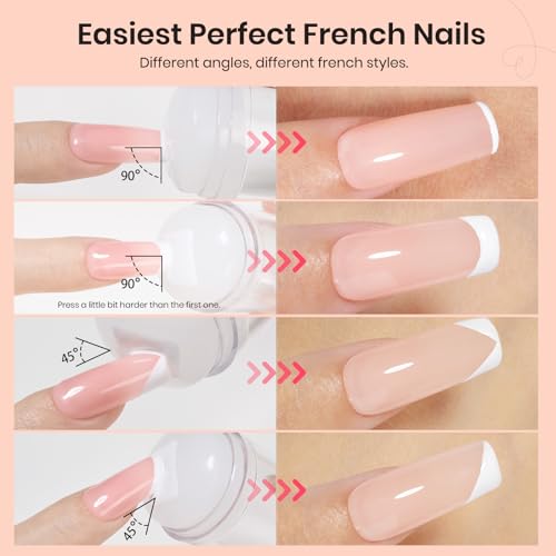 Image of Beetles French Tip Nail Stamp Tool 4Pcs Short Clear Silicone Nails Stamping and Long French Tip Stamper with Nail Scraper Art Tips Printing Stamper Tool Set for Manicure Home DIY Salon