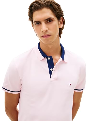 Image of Tommy Hilfiger Men's Short Sleeve Casual Polo Shirts in Regular Fit with Stretch and Contrast Collar Designs