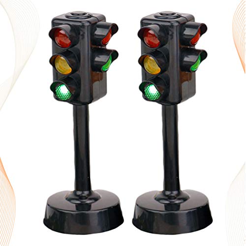 Toyvian 2Pcs Traffic Light Lamp Traffic Lamp Toy Mini Stop Light Lamp For Pretend Play #TOP6
