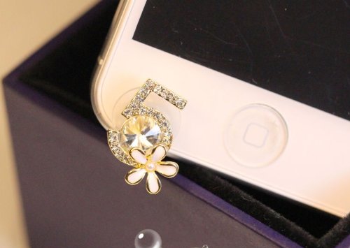 CJB Dust Plug / Earphone Jack Accessory Camellia no. 5 for iPhone 5 All Device with 3.5mm Jack (US Seller)