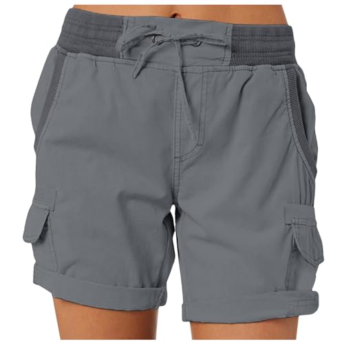 Sunnyuk Pantalones Cortos Deporte Mujer Pantalones Cortos Cortos De Trekking Senderismo Ocio Trabajo Jogger Cintura Elástica Ligero Secado Rápido Pantalón Cargo Bermudas Shorts