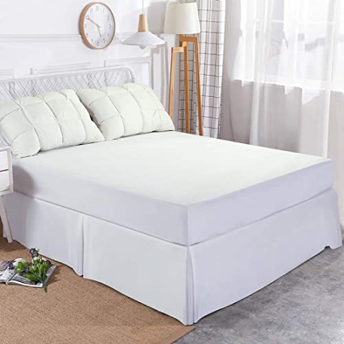Bed Skirt California King Bed Skirt 18 Inch Drop, Tailored/Pleated Bedskirt, Dust Ruffle With Split Corners And Platform, Solid Wrinkle And Fade Resistant Bedskirt (California King, White) #TOP2