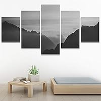 SIGNWIN 5 Panel Canvas Wall Art Foggy Scenery for Home Decorations Ready to Hang - 60