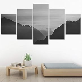 SIGNWIN 5 Panel Canvas Wall Art Foggy Scenery...