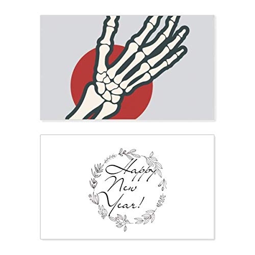 Tarjeta conmemorativa de Año Nuevo con diseño de ilustración de huesos de la mano