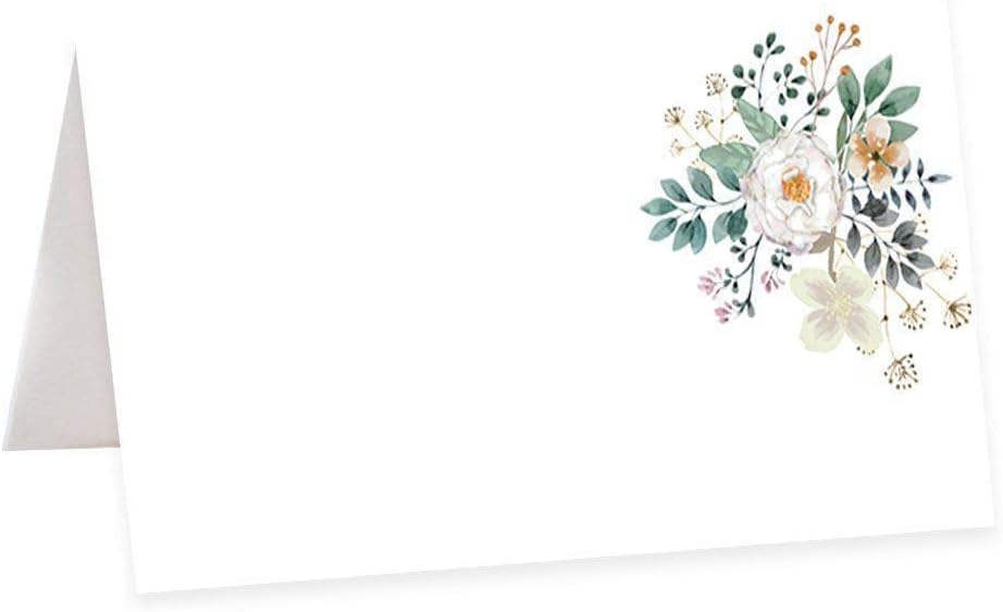 Andaz Press Spring Greenery Florals Table Tent Place Cards for Wedding Party Tables, Seating Name Place Cards, Scored for Easy Folding Tent Design, 56 Pack, 2 x 3.5 Inches