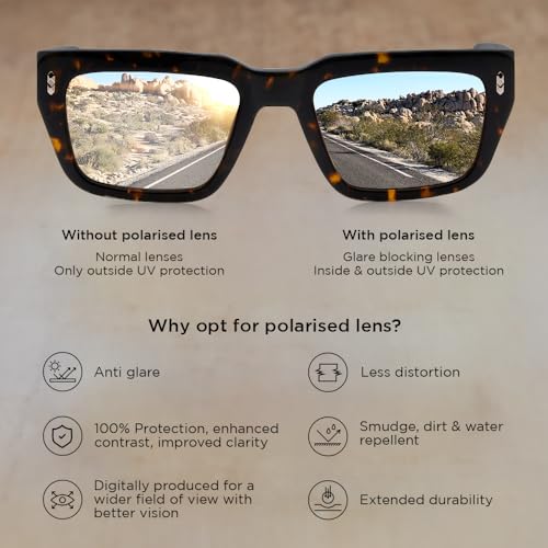 Image of Shisen Fox KOKORO Polarized 2.0 Unisex Sunglasses | Stylish Rectangular Design | Polarized Lenses | Premium Acetate Frames | Sunglasses for Men | Superior Comfort