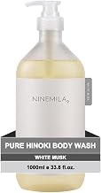 NINEMILA Pure Hinoki Body Wash, White Musk, 1000ml(33.8 fl oz) Family Size – Gentle Daily Body Cleanser for a Calm, Spa-Like Shower Experience