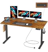 JOISCOPE Height Adjustable Desk, 140cm Electric Standing Desk with Power Outlets and USB &amp; Tpye-C...
