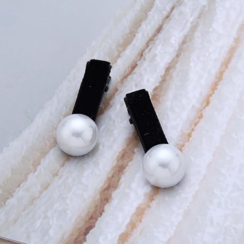 Pinza vintage de perlas en terciopelo negro para cabello miniatura 7