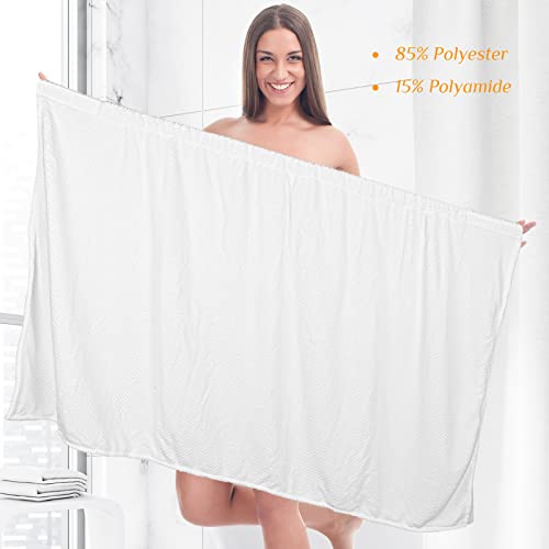 Tigeen 8 Pcs Spa Wraps for Women,Towel Wrap Waffle Spa Robe with Adjustable Closure Elastic Lightweight for Bath Shower(White,Medium) by Tigeen - Image 5