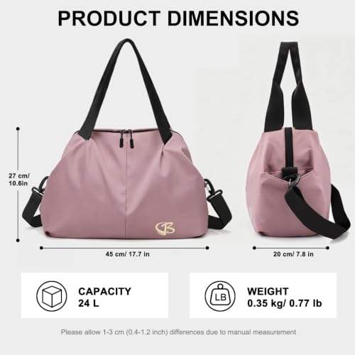 Miniatura 3 de Vllcsla Bolsa Deporte Mujer Pequeña, Bolsos Deportivo Con Bolsillo Humedo, Bolso Gimnasio, Bolsa De Viaje Resistente Al Agua, Bolsas De Fin De Semana Suave, Mochila Gimnasio Mujer, Rosa Oscuro