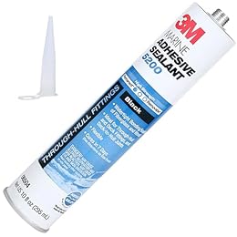 3M Marine Adhesive Sealant 5200 (06504) Permanent Bonding and Sealing for Boats and RVs Above and Below the Waterline Waterproof Repair, Black, 10 fl oz Cartridge with Nozzle