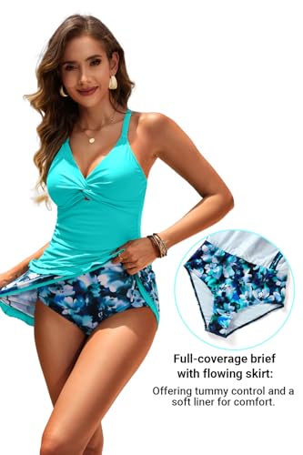 Daci Womens Tankini Swimsuits with Skirt - 2 Piece Tummy Control Bathing Suits Knot Twist Tankini Sets 20253