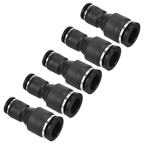 Image of PATIKIL 12mm to 8mm Reducing Push to Connect Air Line Fitting, 5 Pack Straight Union Reducer Pneumatic Quick Connect Fittings, Black