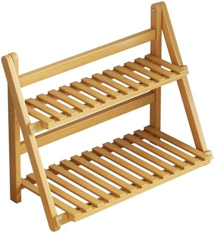 Bamboo Desktop Shelf - 2 Tier Folding Bookshelf, Versatile Organizer for Home Office, Small Desk Storage Solution, for Office Decor and Space Saving