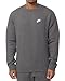 NIKE Men's Sportswear Crew Charcoal Heather/White Size Large