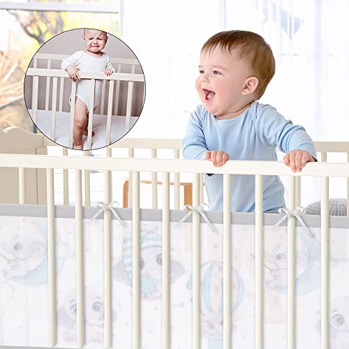 Aolso Bettumrandung Babybett, 2 Stück Nestchen für Kinderbetten Kantenschutz Baby Babybett, Atmungsaktive Polsterung, Rausfallschutz für Babybett,Abnehmbar -340cmx30cm + 160cmx30cm(Elefanten)