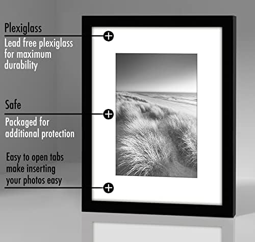 Americanflat 8x10 Picture Frame with Polished Plexiglass - Set of 5 - Use as 5x7 Frame with Mat or Display 8x10 Photo Without Mat - Galleria Collection - Picture Frames for Tabletop and Wall - Black by Americanflat - Image 8
