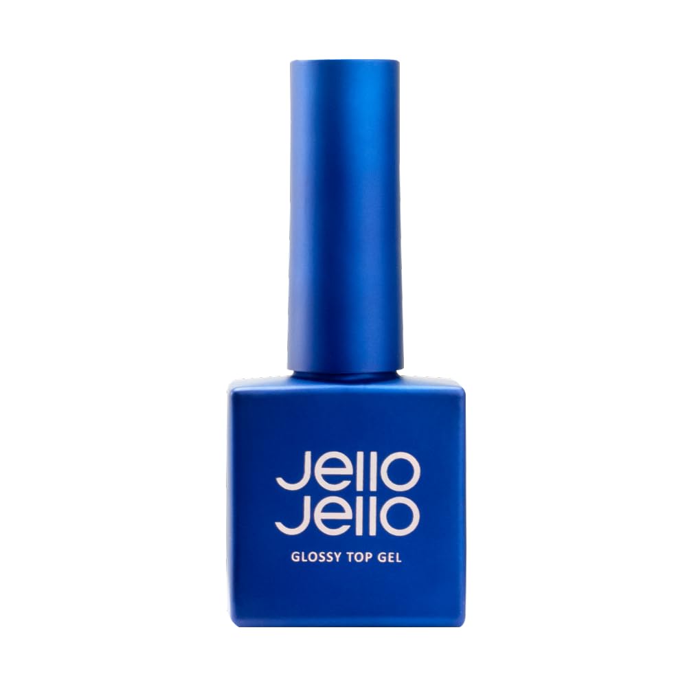 JelloJello Glossy Top Gel (10ml) Non-Wipe Top Coat, Glass-Like Shine, High Gloss Finish, DIY Gel Nails, UV/LED Cure