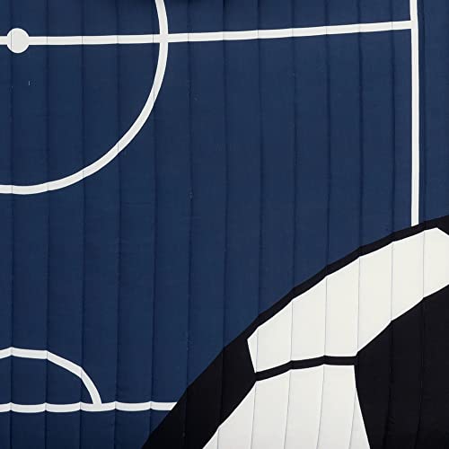 Lush Decor Soccer Game Reversible Quilt Twin Size 4 Piece Set Navy & Gray - Toddler Bedding Set Twin Quilt - Sports Bedroom Decor - Soccer Bedding by Lush Decor - Image 2