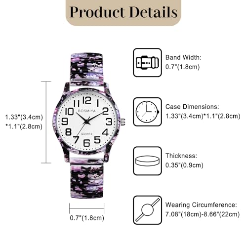 JewelryWe Orologio da Polso da Donna Elastico: Orologio Boemia Estivo con Numero Grande Cinturino Colorato in Metallo Retro Vintage Regalo per Lei - 5
